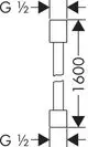 Brauseschlauch mit zylindrischen Muttern, gezeigt in schematischer Darstellung. Teil des AXOR Produkts, geeignet für Installationen mit G 1/2 Anschluss.